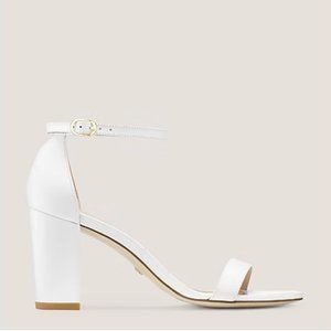 NWT Stuart Weitzman Nearlynude Strap Heel Leather/White